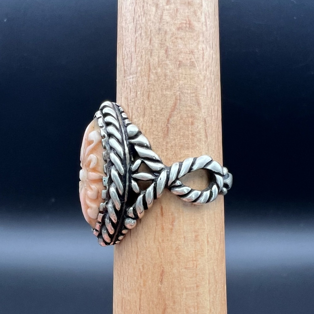Carolyn Pollack Carved Angel Skin Coral Ring - Picture 3 of 5
